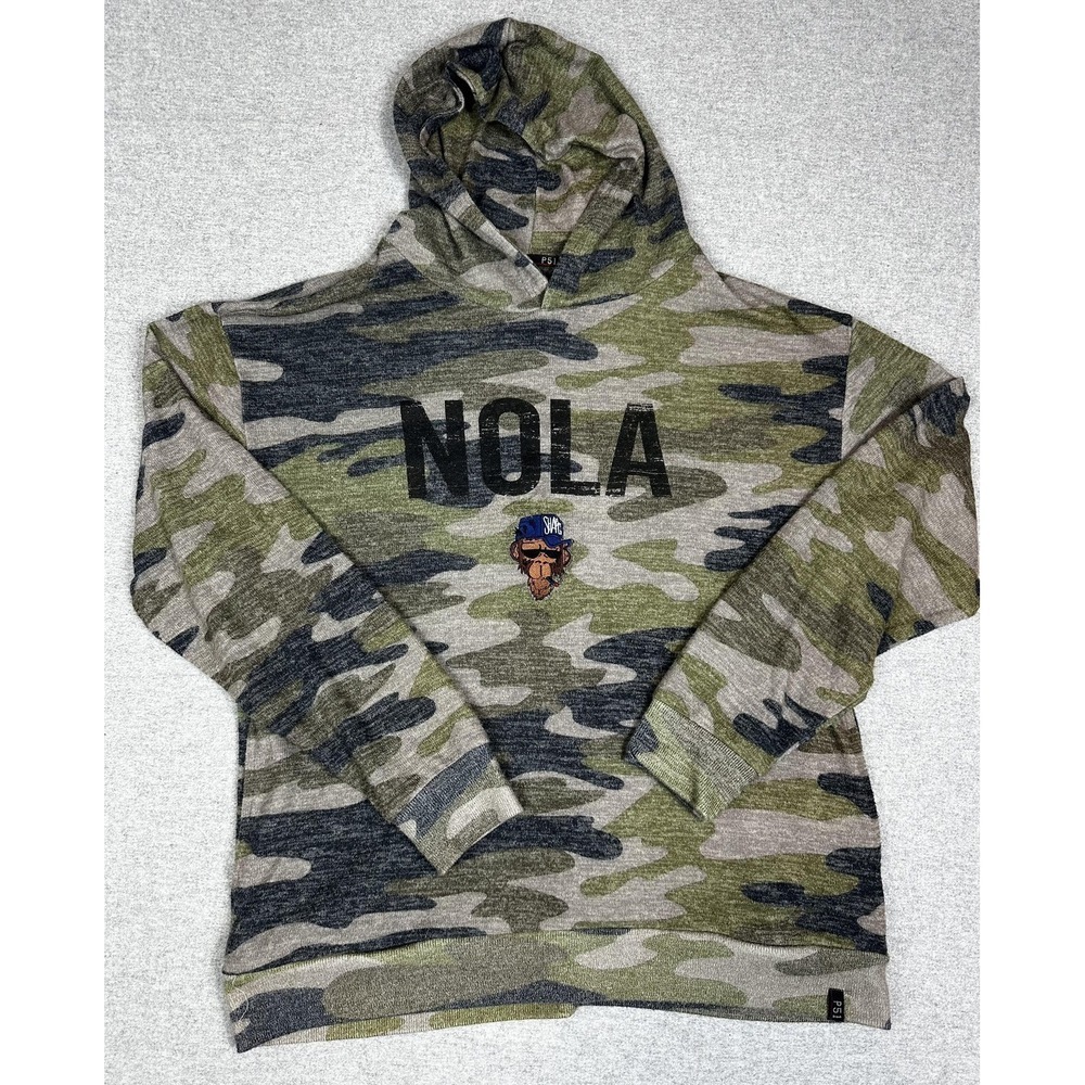 NOLA Hoodie Mens XL Camo Premium 51 Monkey SWAG Graphic Lightweight Pockets